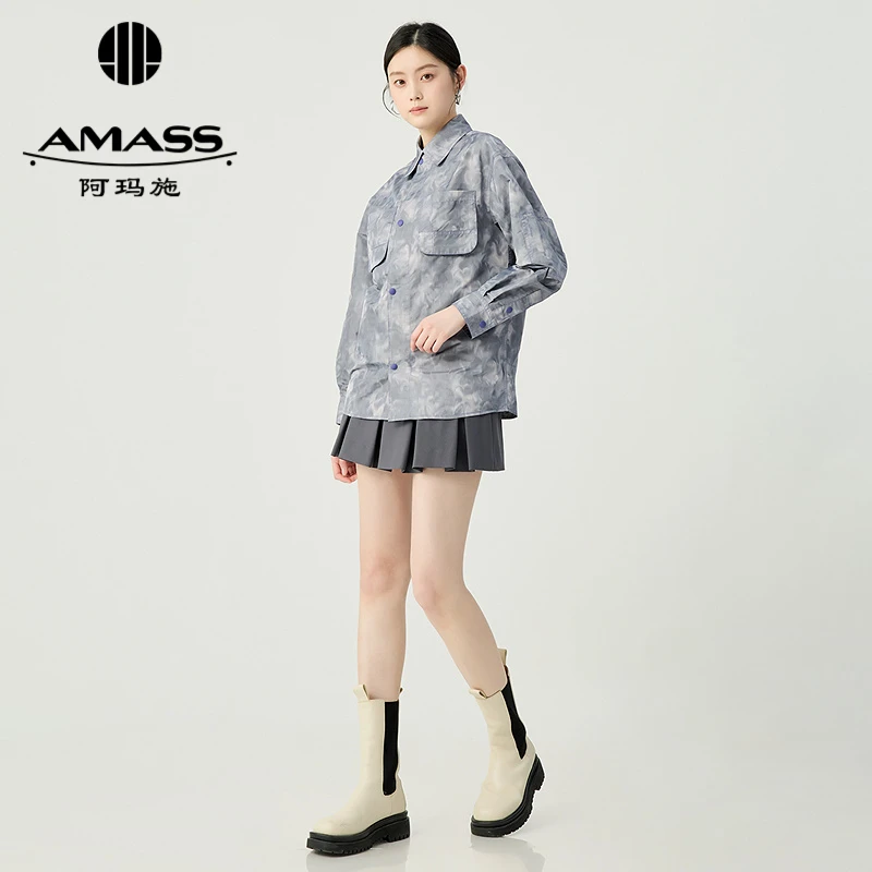 阿玛施AMASS夏季薄款 休闲衬衫衬衣长袖时尚复古宽松阿玛施衬衣
