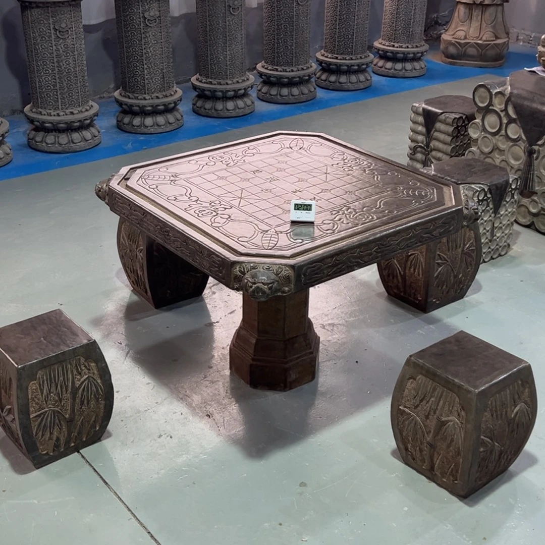 黑青石材质石桌一套