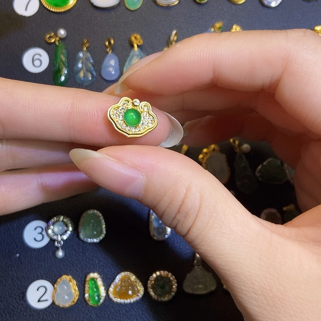 翡翠银S925镶嵌吊坠(不含链)