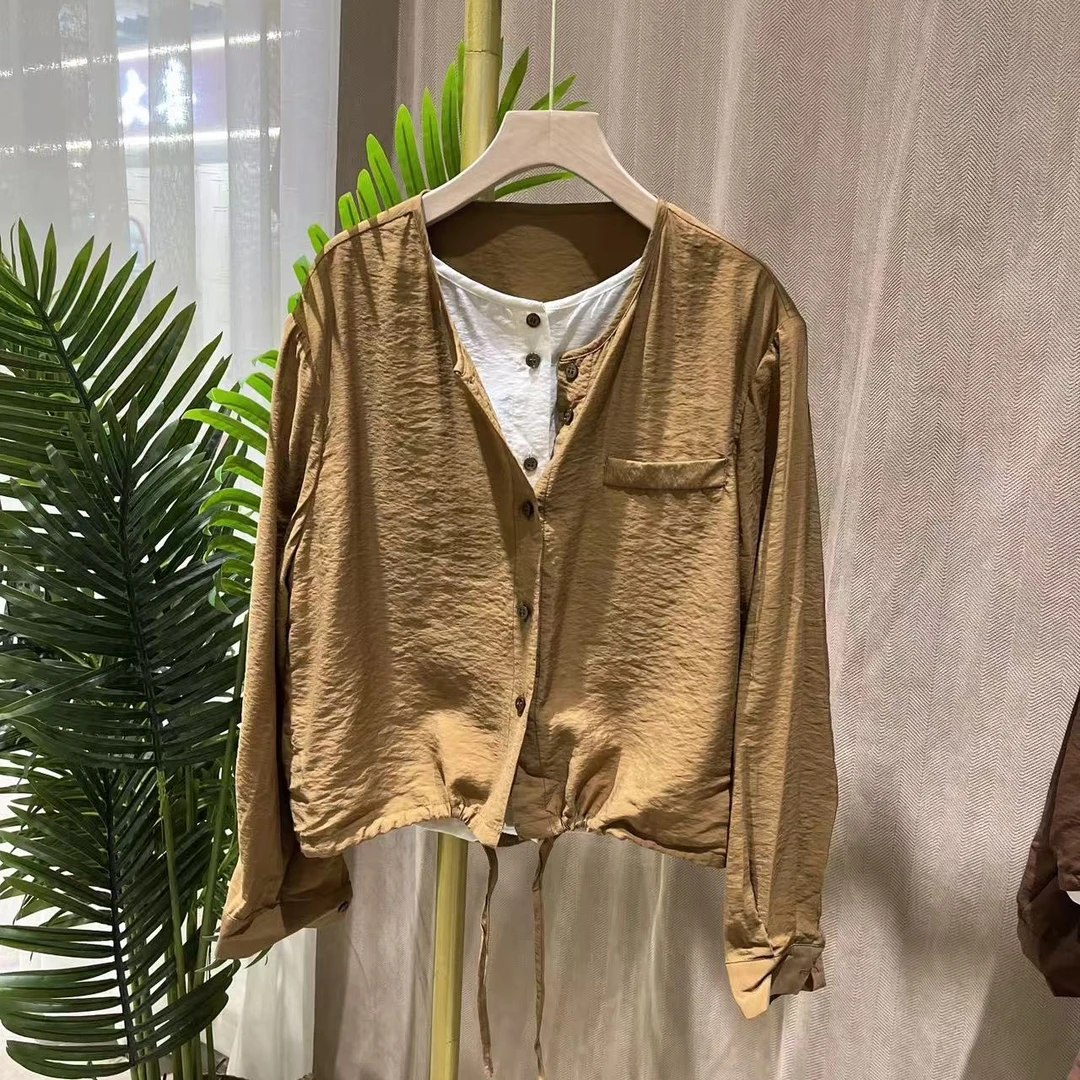 新品百搭假两件上衣7215