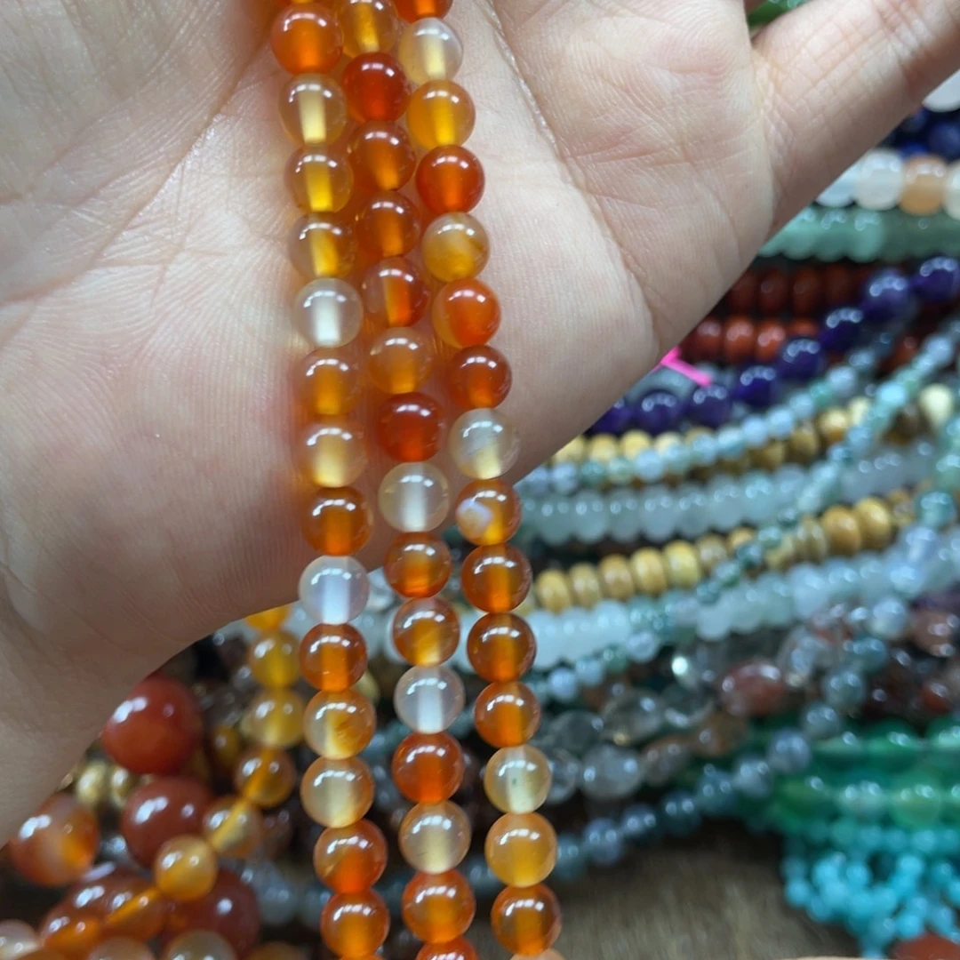 玛瑙/玉髓未镶嵌珠宝半成品红玛瑙6mm