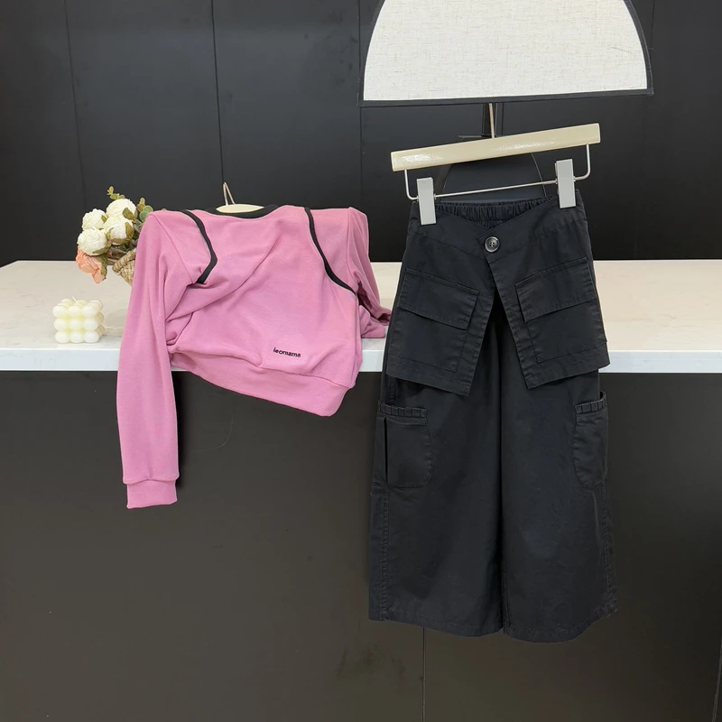 【现货】leomama儿童休闲裤子25春秋纯棉设计感长裤女童假两件裙裤