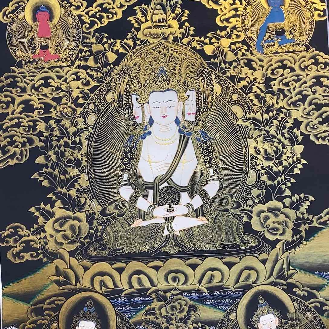 卷轴画聊****务纯手绘大日如来唐卡75*50厘米左右