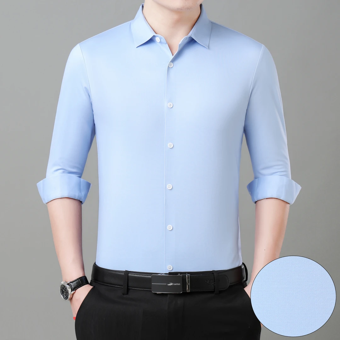 新款衬衫男士长袖内搭休闲宽松商务正装免烫工装时尚衬衣百搭上衣