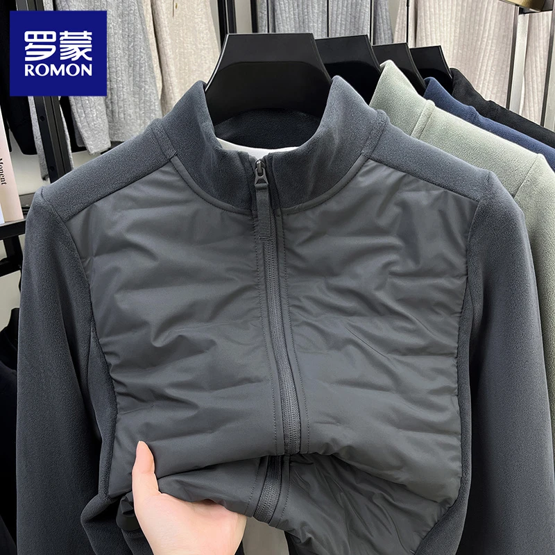 罗蒙秋冬90鸭绒立领轻薄羽绒服户外御寒保暖男款羽绒抓绒衣外套男