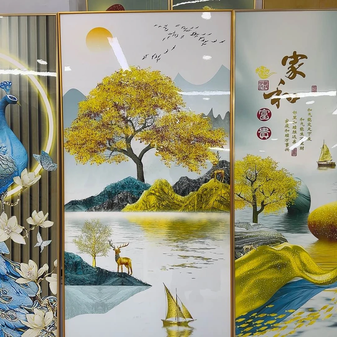 晶瓷镶钻70.140蒸蒸日上树脂边框