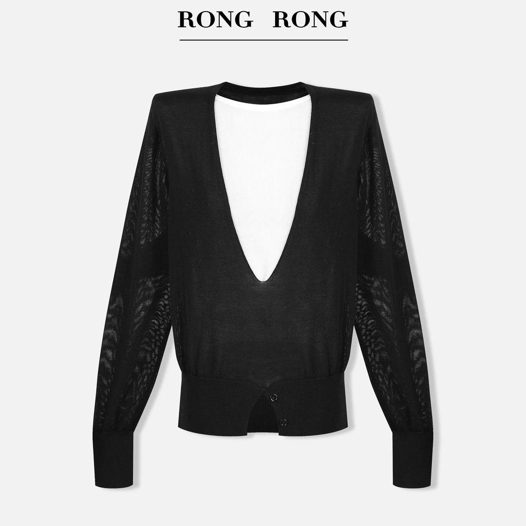溶溶【层次美感】RONGRONG 100莱赛尔混纺假两件针织衫C-L206753
