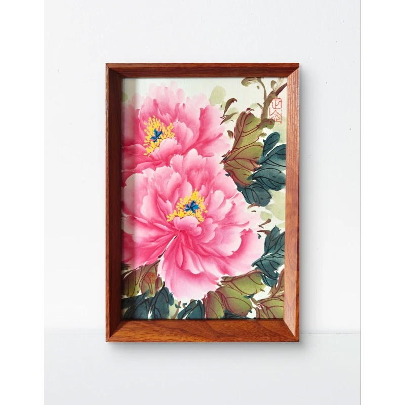 念琦 手绘 带框非实木摆台23*32厘米~国画宣纸