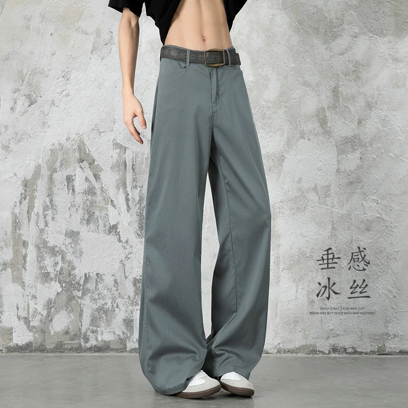 X4016超薄牛仔裤男微弹夏季高街情侣百搭垂感冰丝休闲长裤子