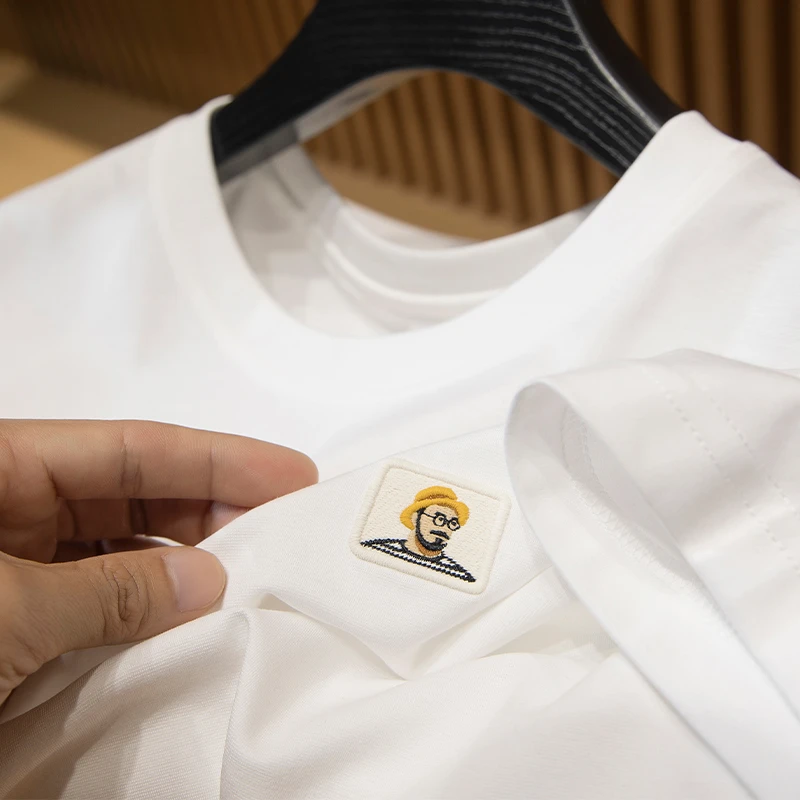 YG休闲百搭T恤白色短袖修身简约圆领潮流2025夏季薄款新款情侣款