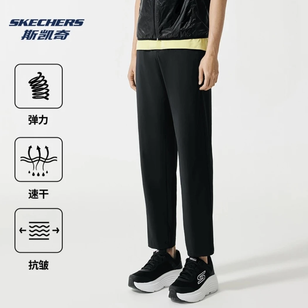 斯凯奇闪穿裤男装健身跑步运动裤子时尚舒适梭织休闲长裤P225M239