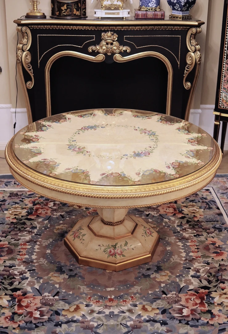 潇允饰家/实木圆桌/餐桌/入户门厅桌/经典美式/大摆台