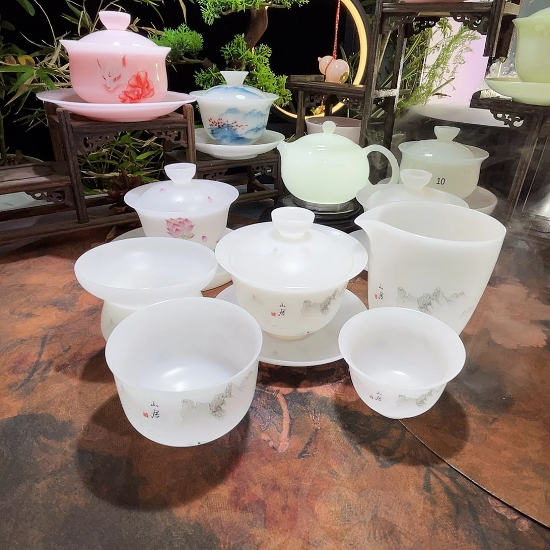 冰晶璞玉素烧水墨山居11件套装