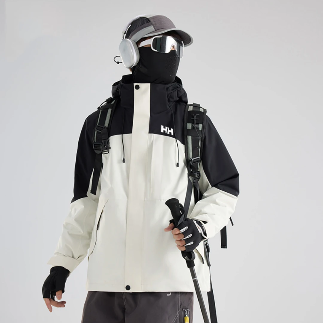 HH海丽户外防寒登山服男冬季加绒防风保暖外套三合一防水冲锋衣男