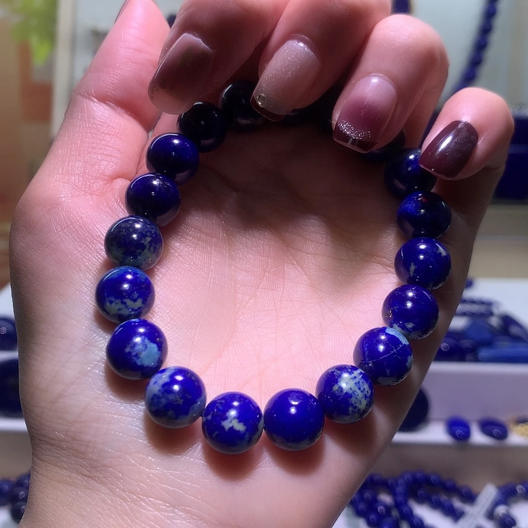 青金石未镶嵌天然原矿玉化料圆珠手串10 m+
