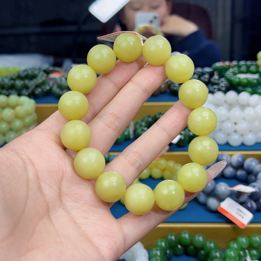 烟***瑞和田玉未镶嵌手链天然和田玉新疆若羌黄口手串16