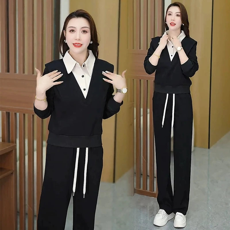 2025春秋新款妈妈宽松休闲中老年运动服套装高档女外套显瘦两件套