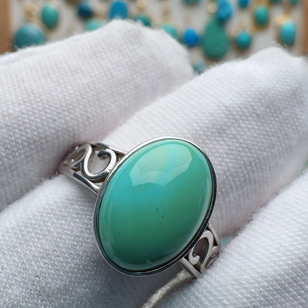 绿松石银S925镶嵌戒指