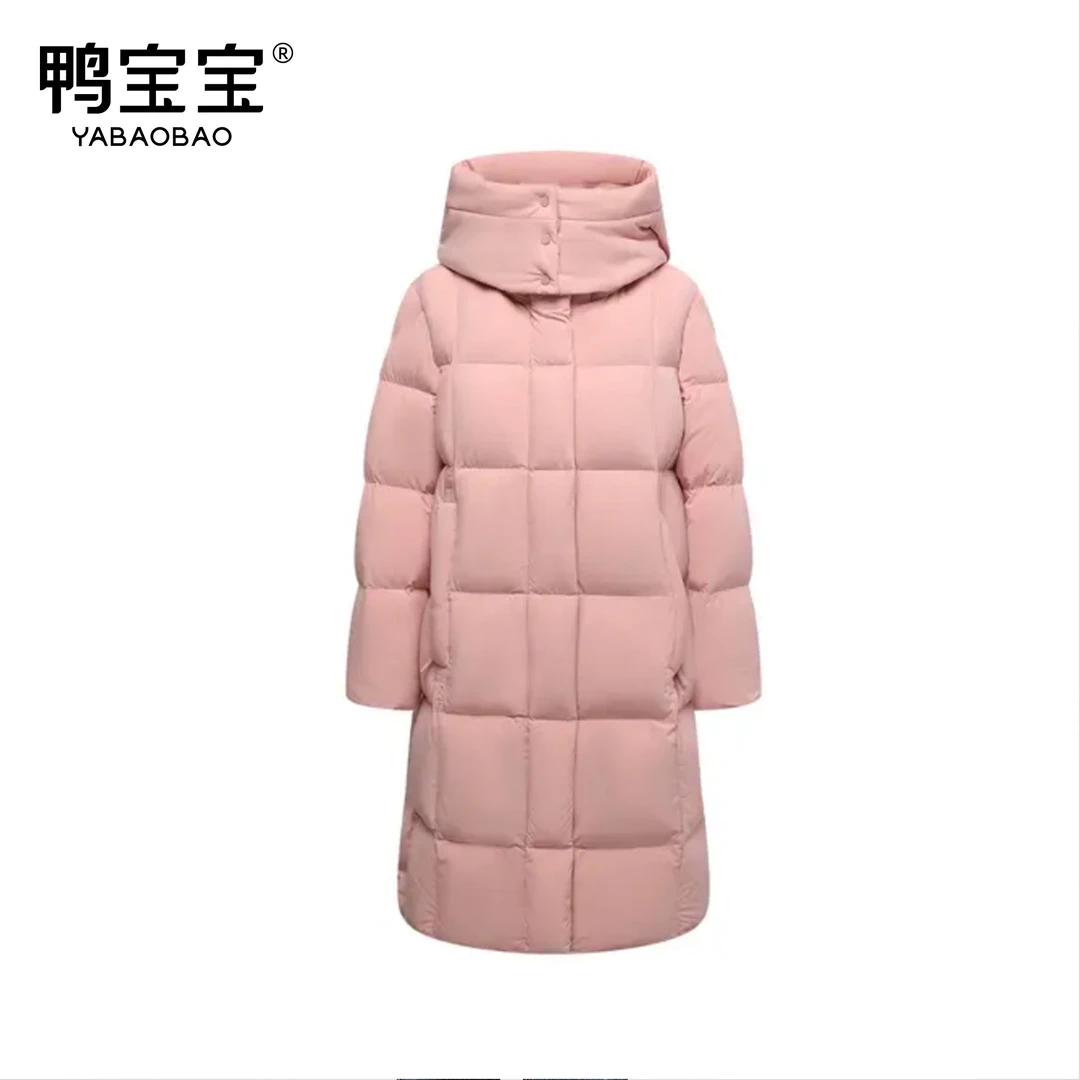 鸭宝宝冬季新款女士中长款时尚休闲泡芙面包羽绒服