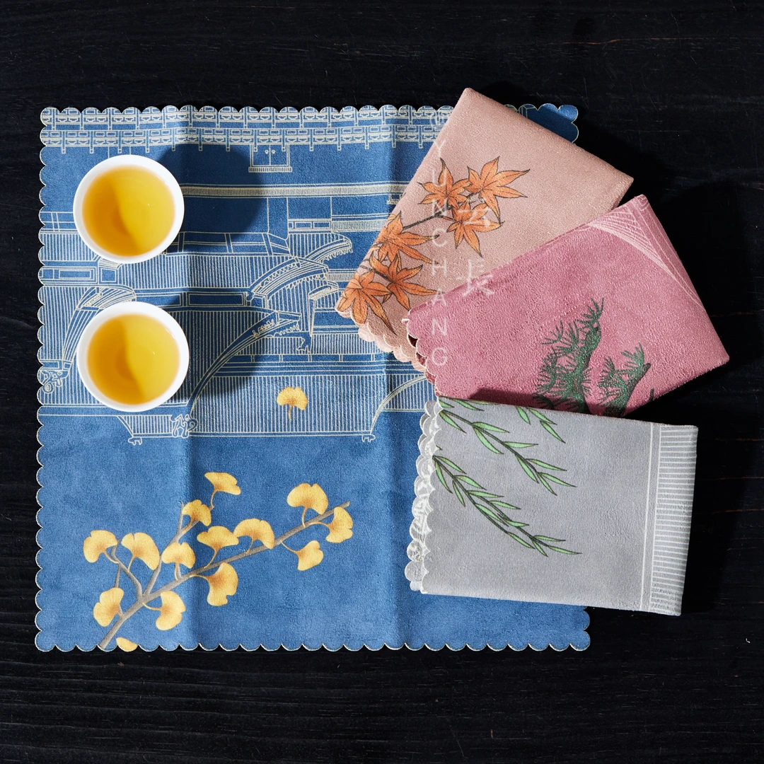云长丝绒吸水茶巾家用中式茶桌专用毛巾抹布方形禅意茶具养壶巾