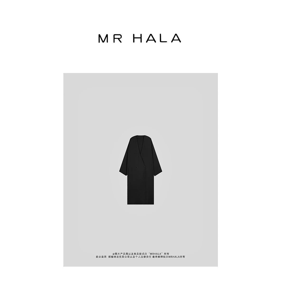 MRHALA 缔茂精裁羊毛混纺双排风衣外套女 LW40378