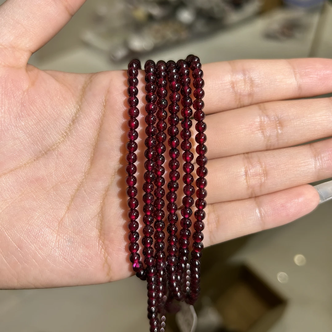 SL032 天然酒红色石榴石普陀山多圈手串天然手串女款多样性发一