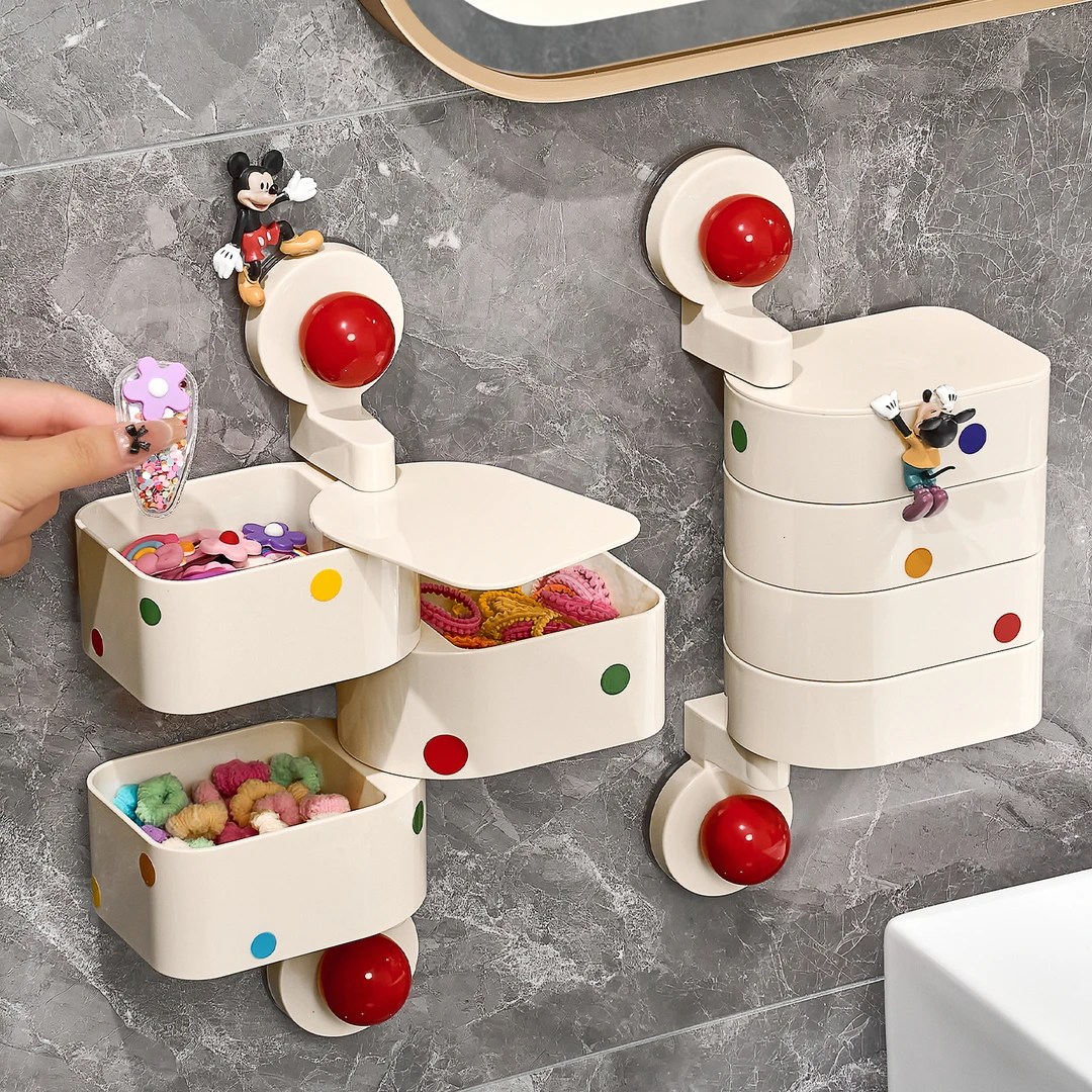 儿童发饰收纳盒壁挂式小女孩发圈皮筋发夹头绳挂墙可爱旋转首饰盒