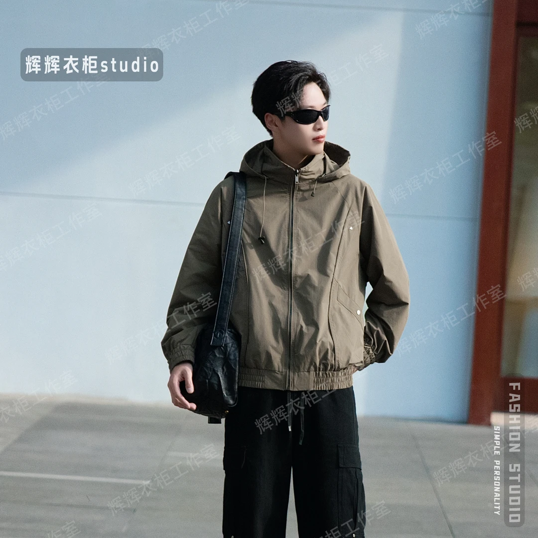 2025秋冬新款男女款可双面穿休闲时尚宽松夹克连帽立领长袖外套