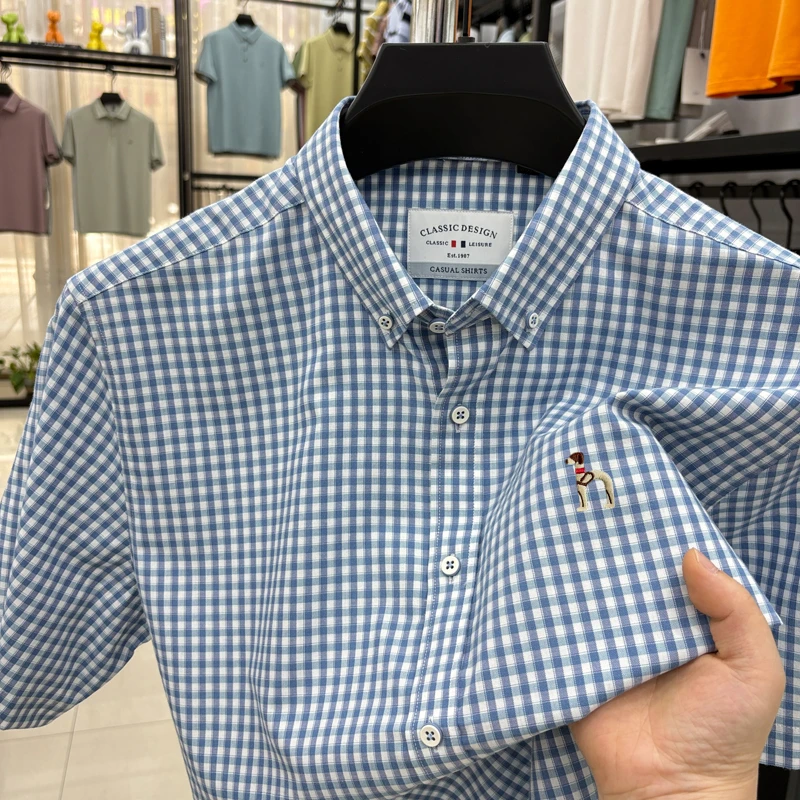 奥特莱斯撤柜2025年夏季新款短袖衬衫商务休闲高级感刺绣男士衬衣