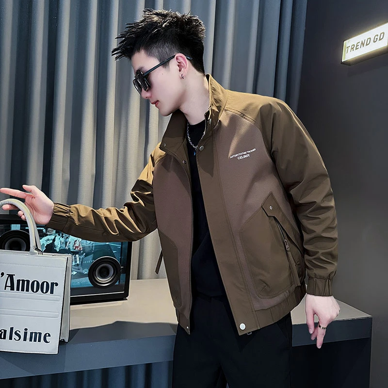 男士外套春秋季2025新款网红洋气炸街男装高级感刺绣休闲立领夹克