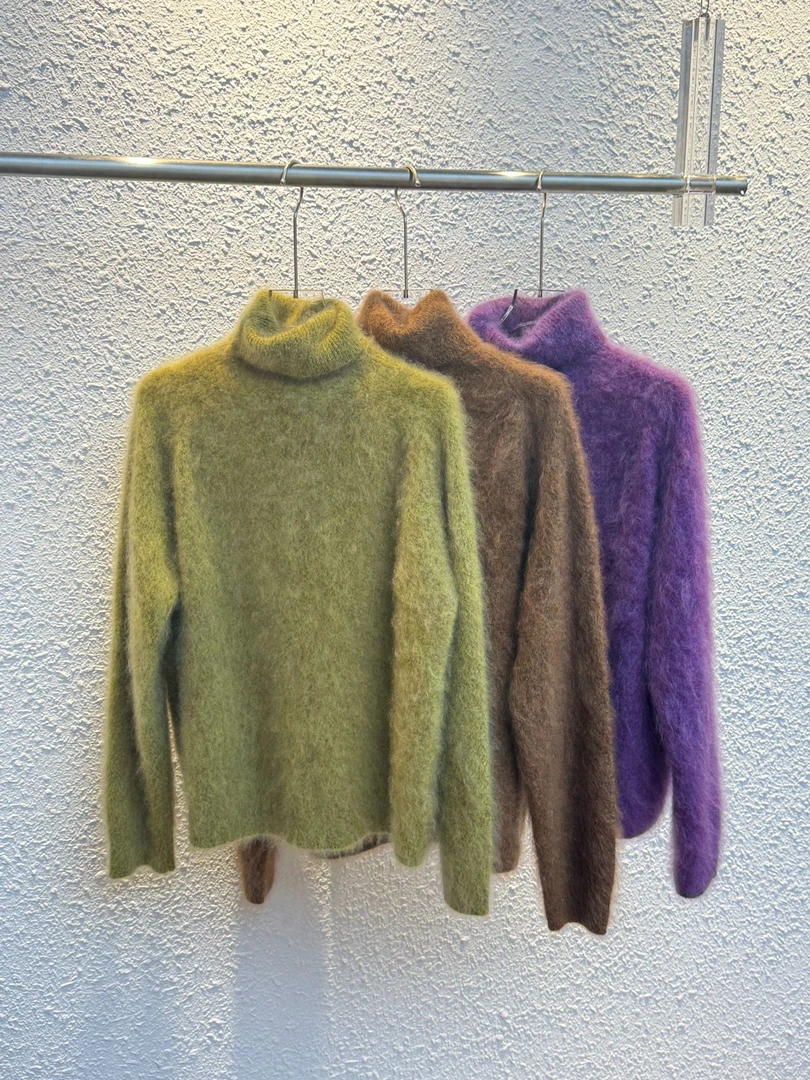 秋冬新品【花间寄梦】高领100%山羊绒拉绒花纱保暖亲肤