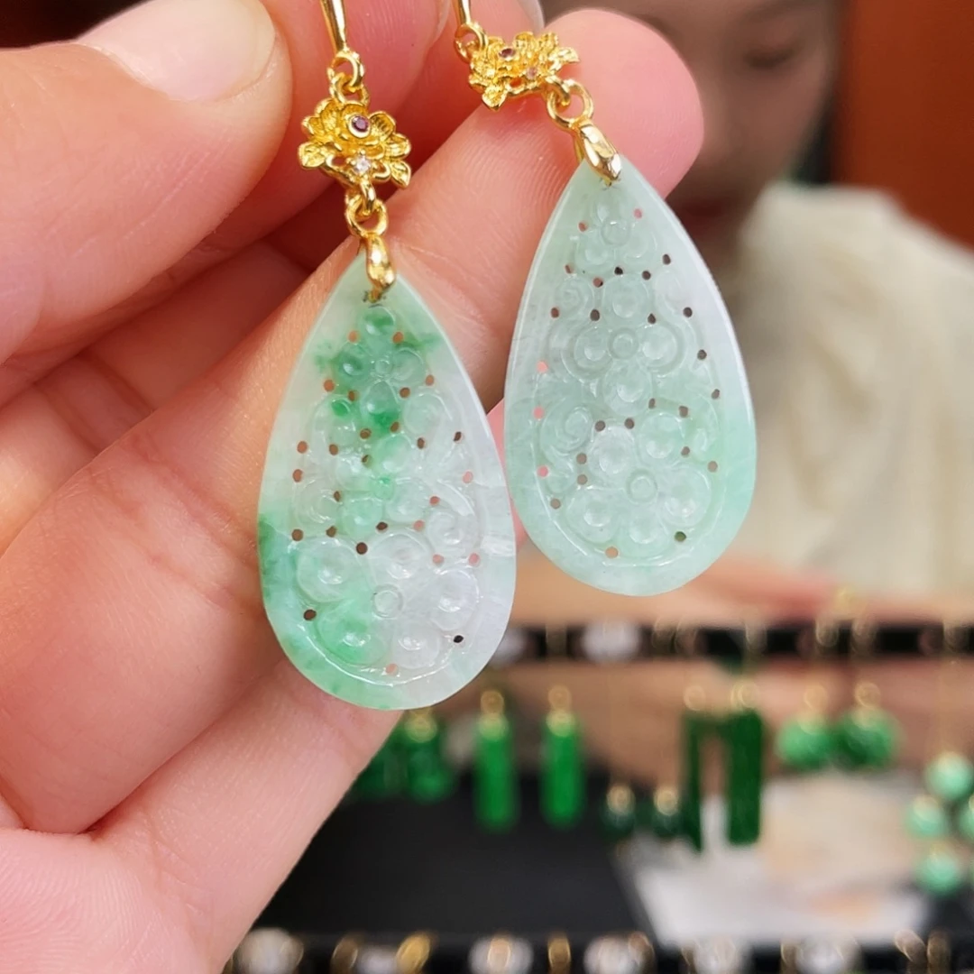 翡翠未镶嵌耳饰饰品