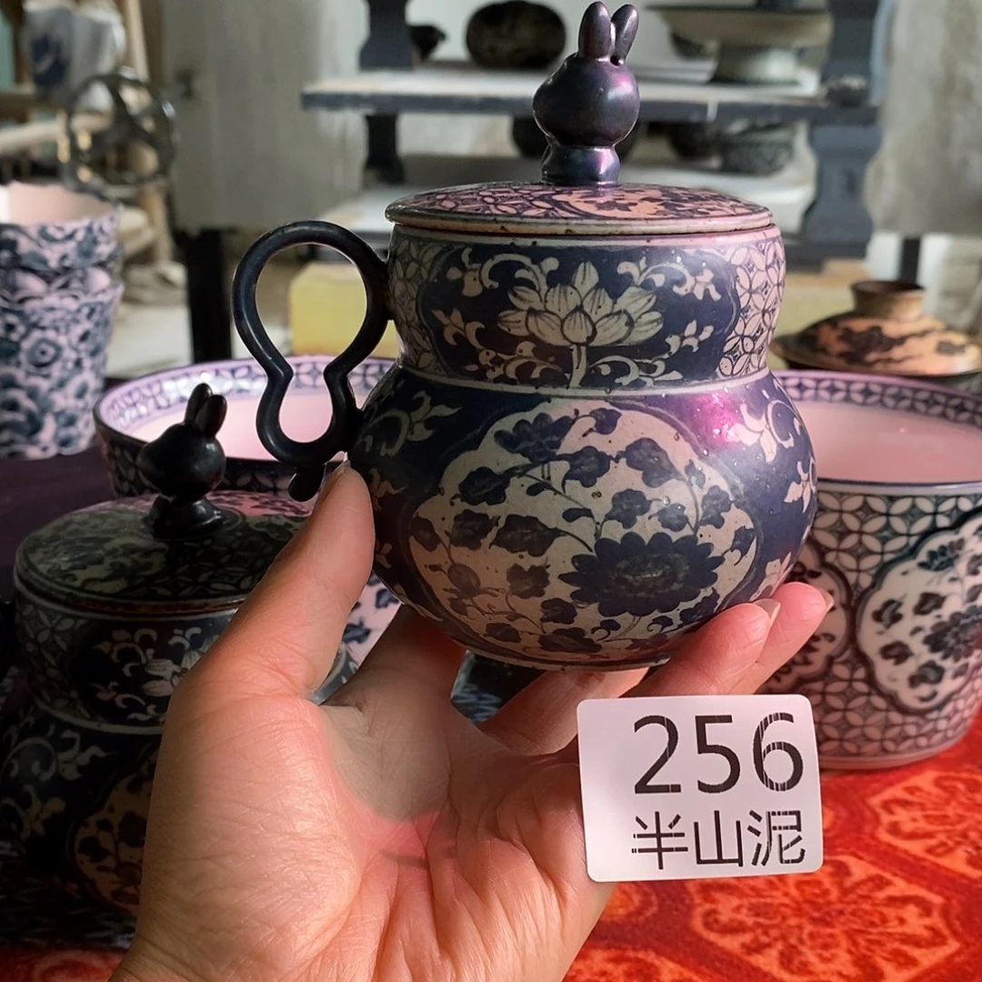 温***淋陶手工手绘青花高温陶瓷