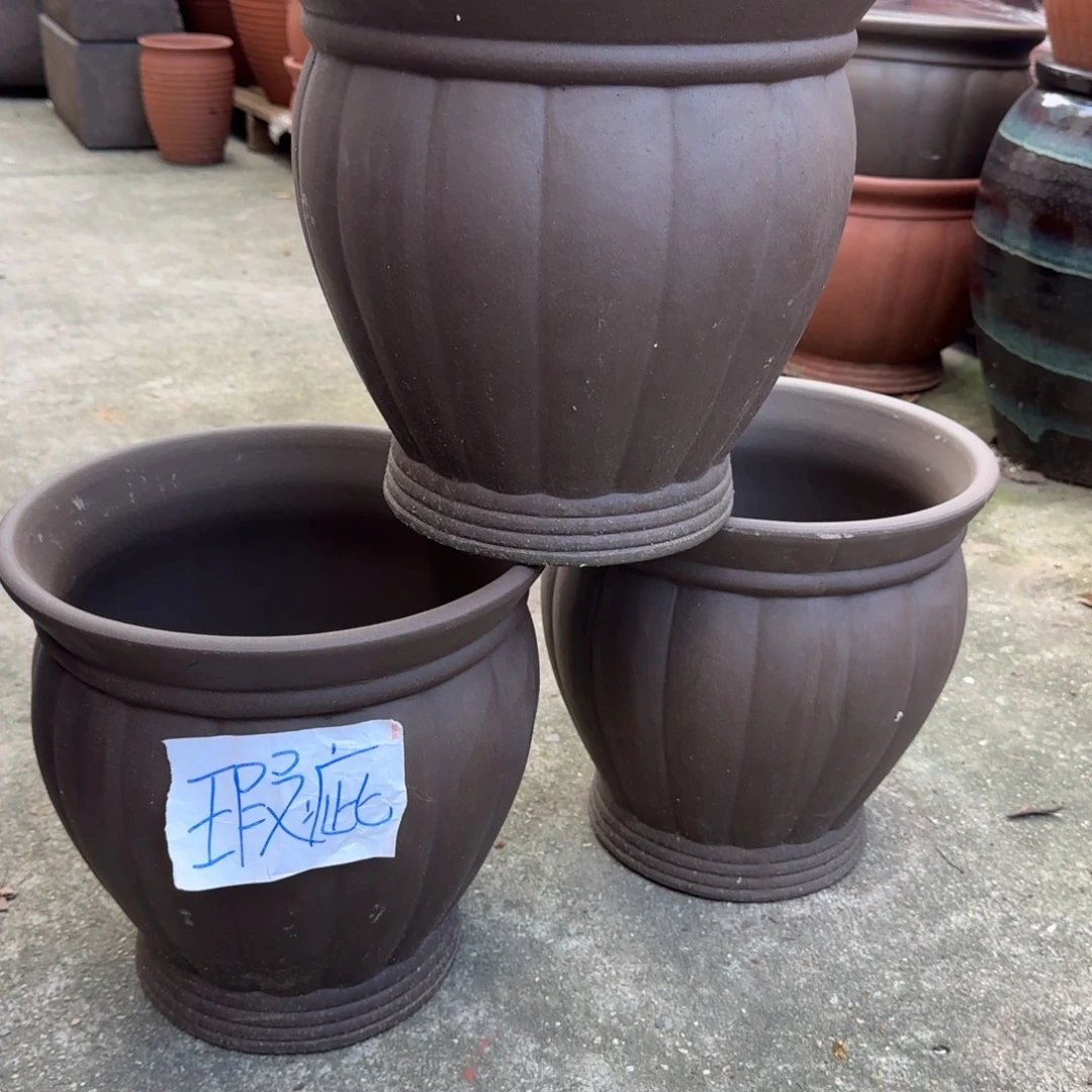 紫砂花盆口30高30宜兴紫砂瑕疵粗糙花泥