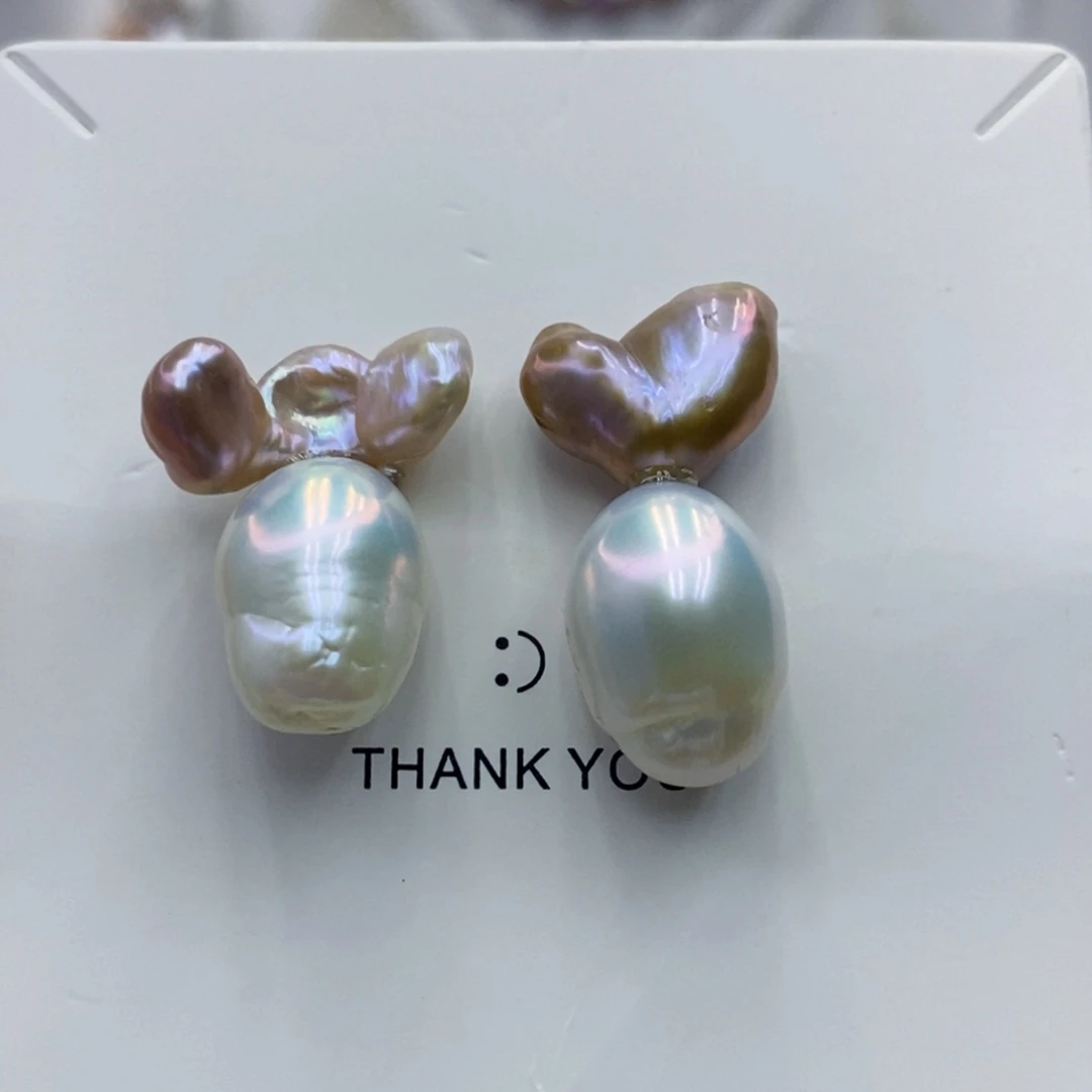 银S925镶嵌淡水珍珠耳饰