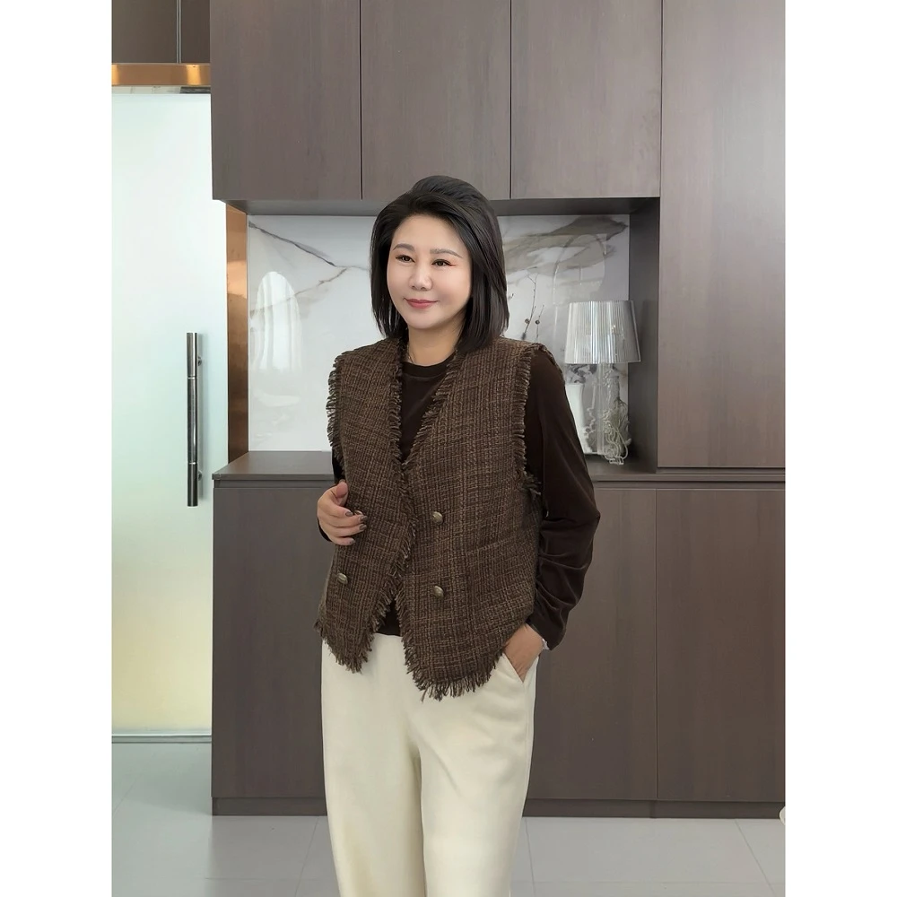 微胖女装【流苏马甲】香风万能百搭小马夹秋季新款洋气1103