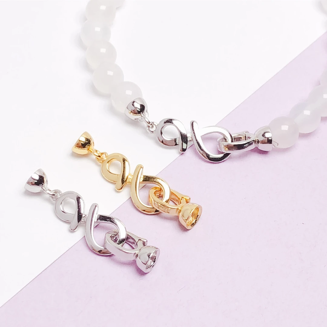 925银银制品 精工扣时尚8字连接扣 珍珠项链锁骨链扣手工串珠配件