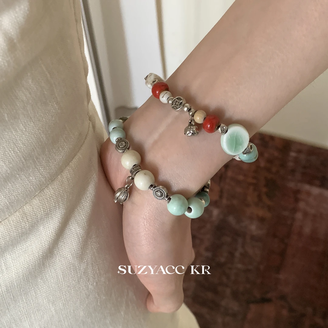Suzyacc Kr 合金陶瓷手链 手工陶瓷手串设计感春夏百搭手饰C2238
