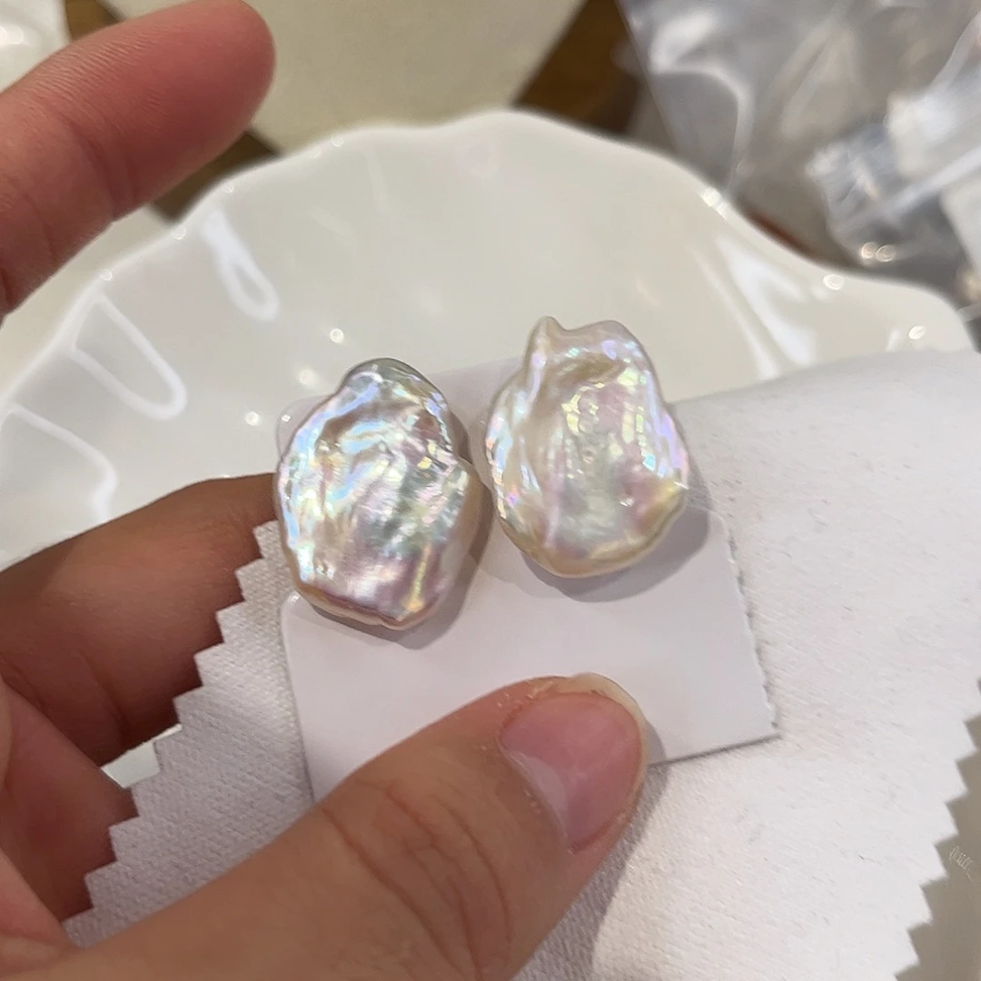 银S925镶嵌耳饰淡水珍珠