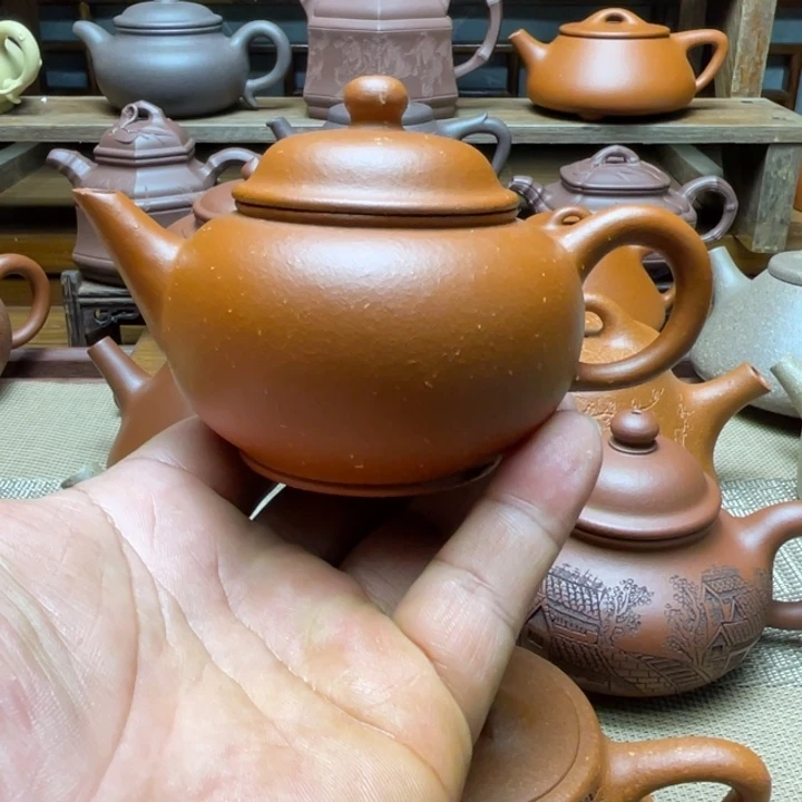 红泥茶壶宜兴紫砂壶半手工水平壶，130cc