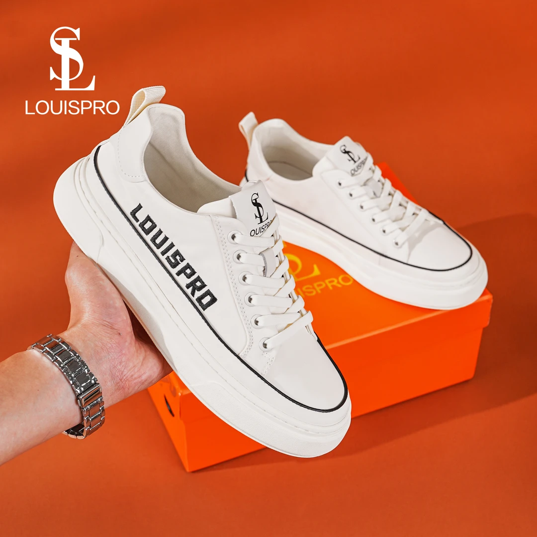 Louispro轻奢夏季透气冰丝免系带一脚蹬潮流男士帆布鞋百搭小白鞋