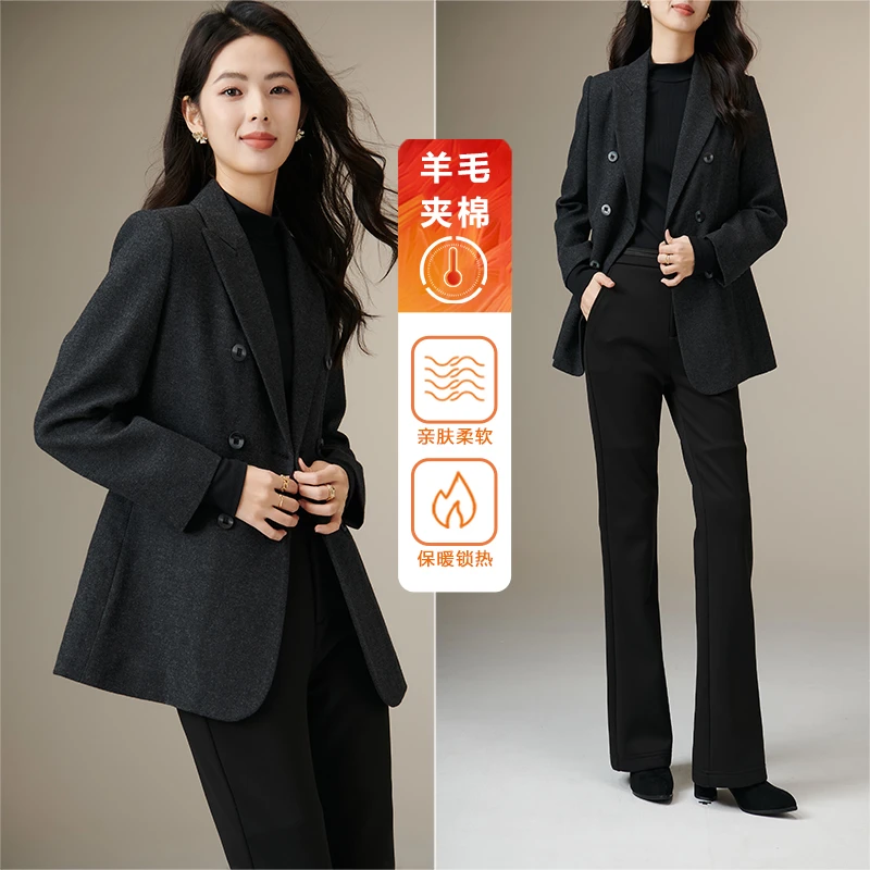 【新品】2025经典翻驳领西装干练夹棉外套女25102811