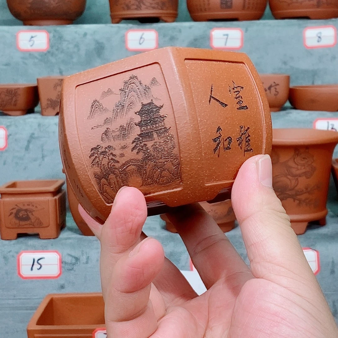 紫砂花盆我在看书