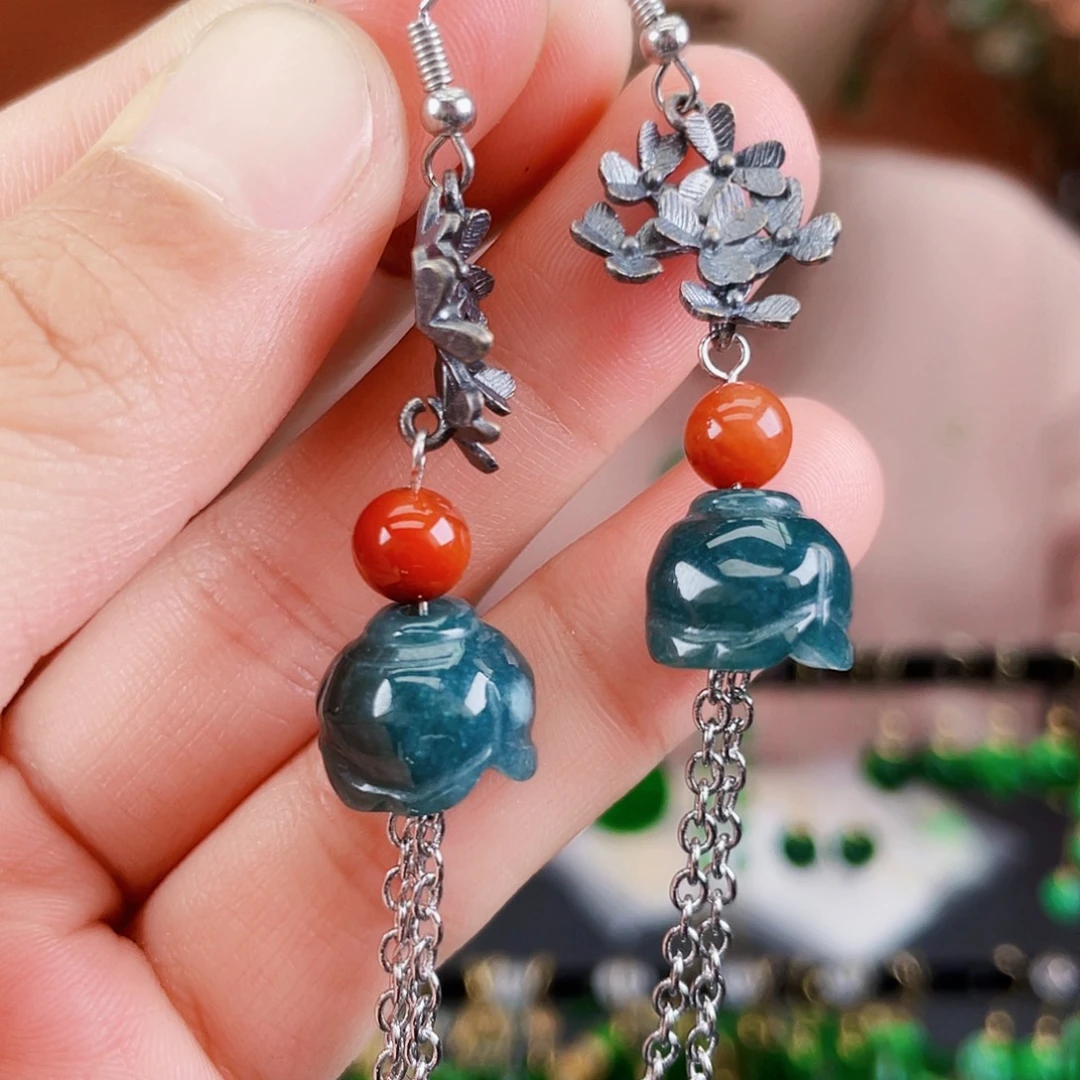 翡翠未镶嵌耳饰饰品