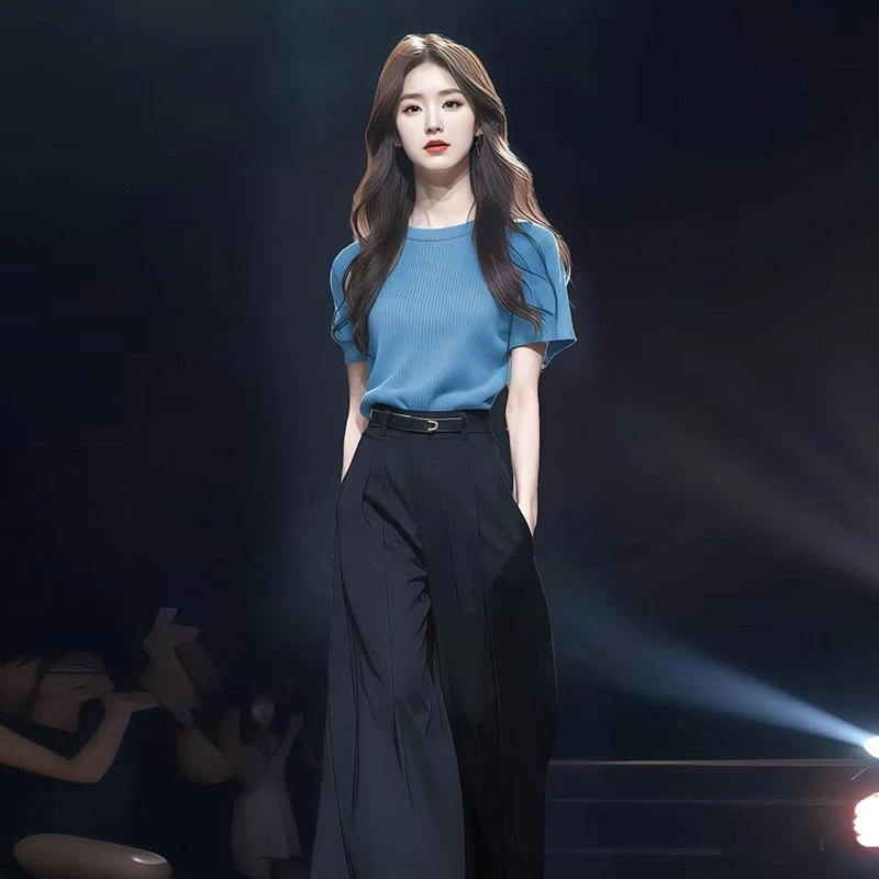 韩系潮流时髦百搭休闲温柔针织衫女气质时尚简约纯色宽松显白上衣