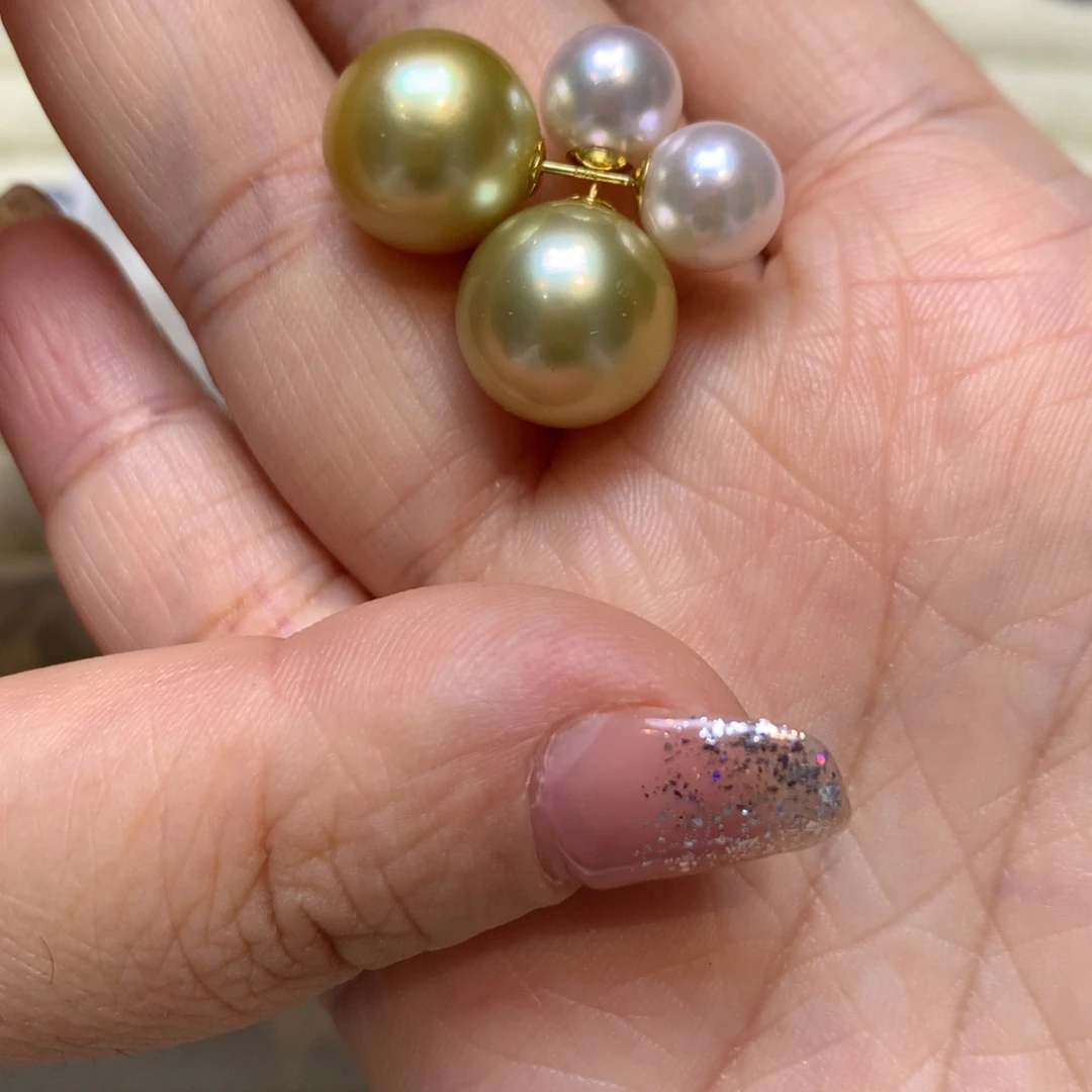 18K金镶嵌海水珍珠耳饰