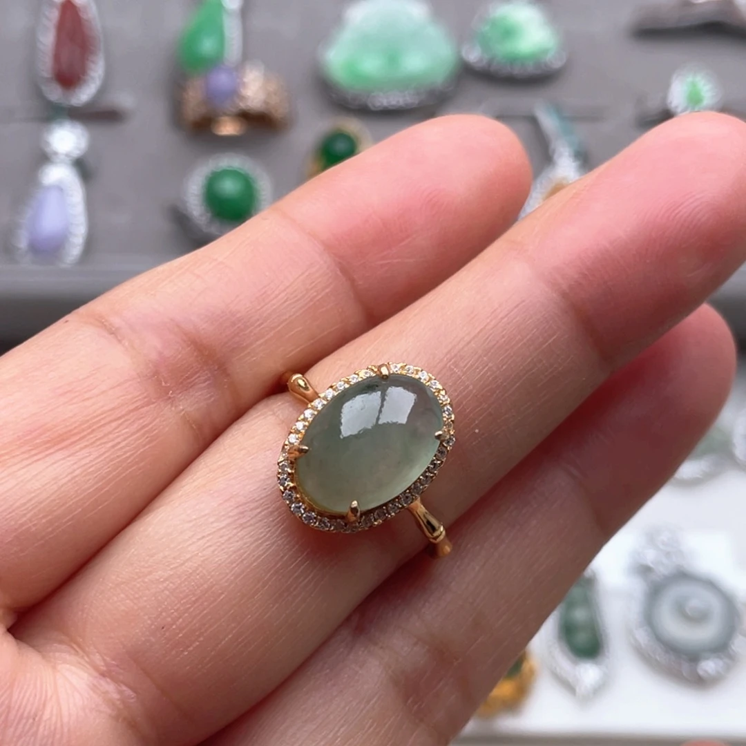 翡翠银S925镶嵌戒指