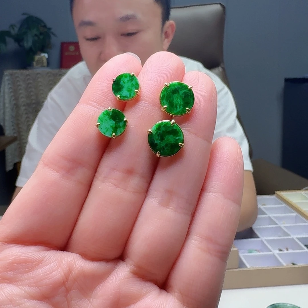 翡翠银S925镶嵌耳饰多样性发货其一