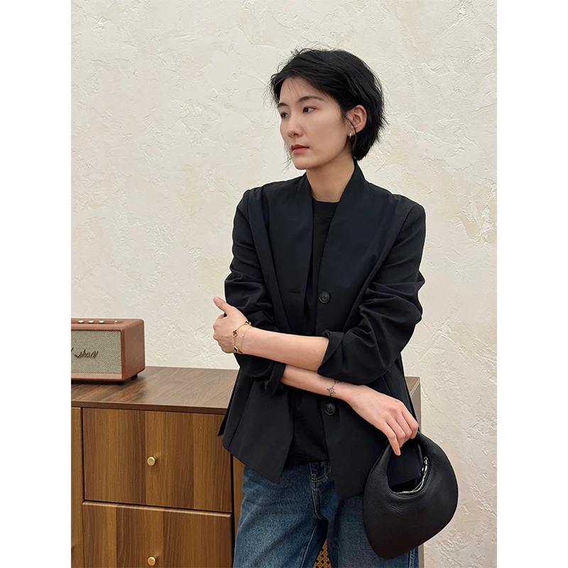 LANGQING 黑色高级感休闲气质西服时尚外套43846#
