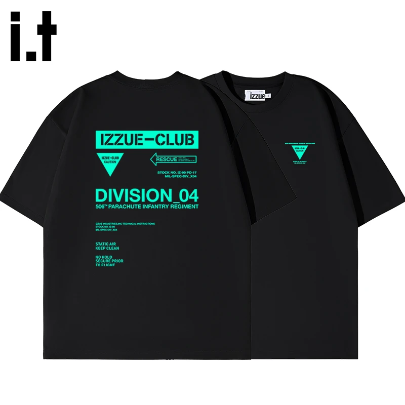 i.t izzue男士t恤短袖2025新款夏季美式机能潮牌痞帅男装纯棉半袖